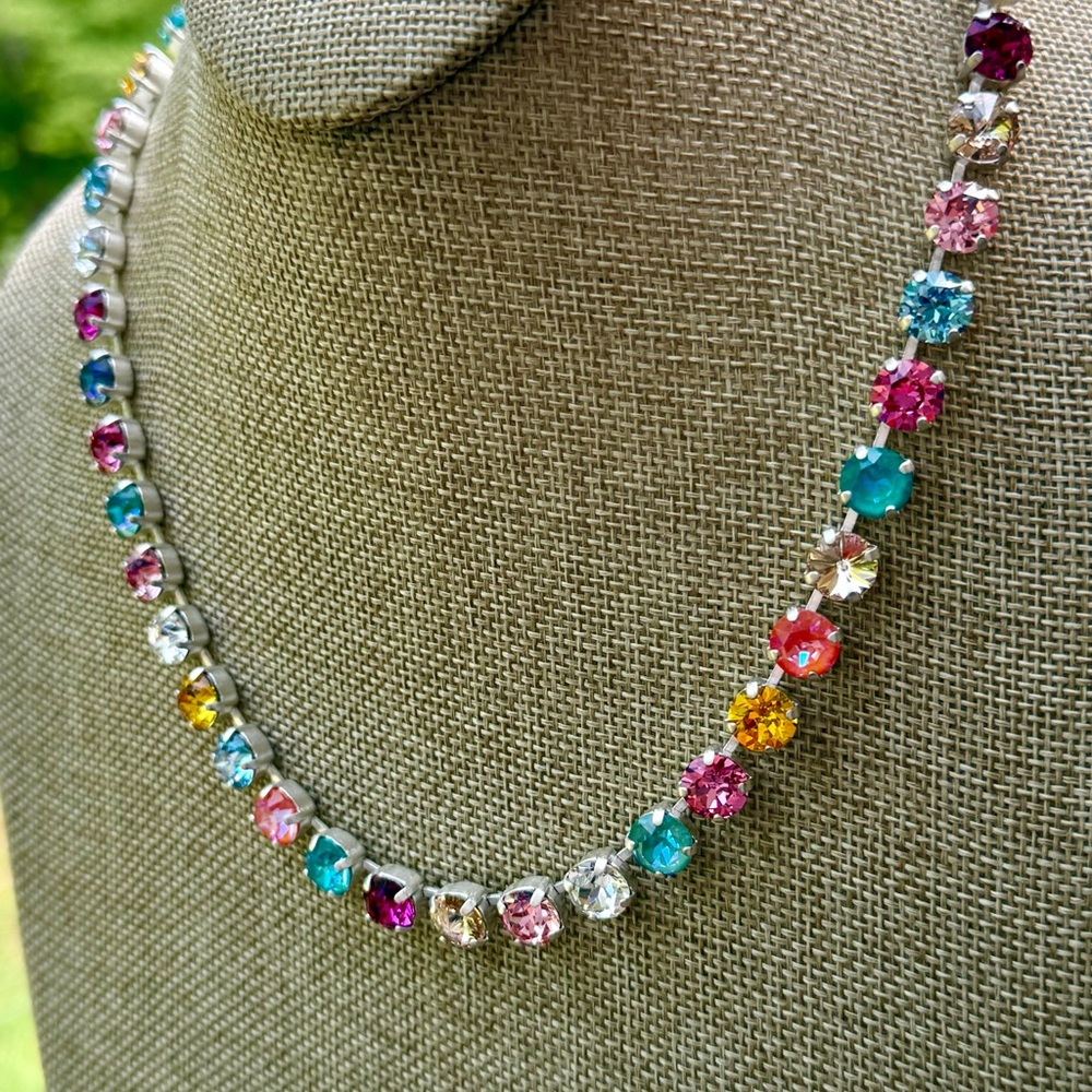 Multicolor Swarovski Elements Crystal Necklace - Picture 4 of 10